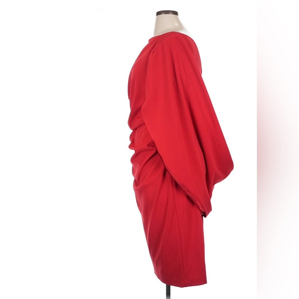 Betsy Adam Jordan Cape Sleeve Crepe Sheath Dress Red Size 10 - Picture 5 of 7